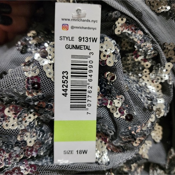 R & M Richards Gunmetal Ombré Sequin Party Dress Plus‎ size 18W New! - Picture 11 of 12